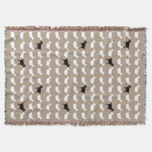 Sheep white with black sheep fun pattern throw