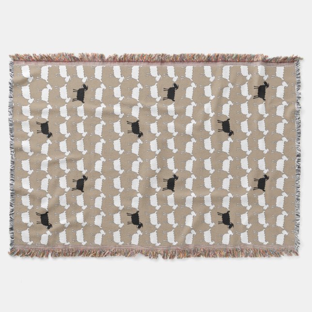 Sheep white with black sheep fun pattern throw (Front)