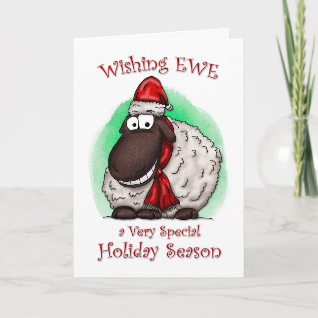 Sheep Wishing Ewe Happy Holidays Card (Front)