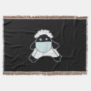 Sheep with face mask Animal Owner Gift Throw Blanket