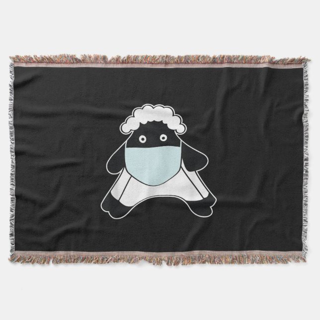 Sheep with face mask | Animal Owner Gift Throw Blanket (Front)