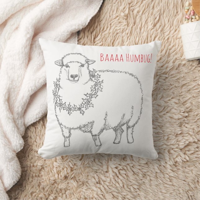 Sheep With Holly Cushion (Blanket)