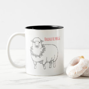 Sheep With Holly Two-Tone Coffee Mug