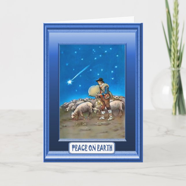 Sheep with their shepherd holiday card (Front)