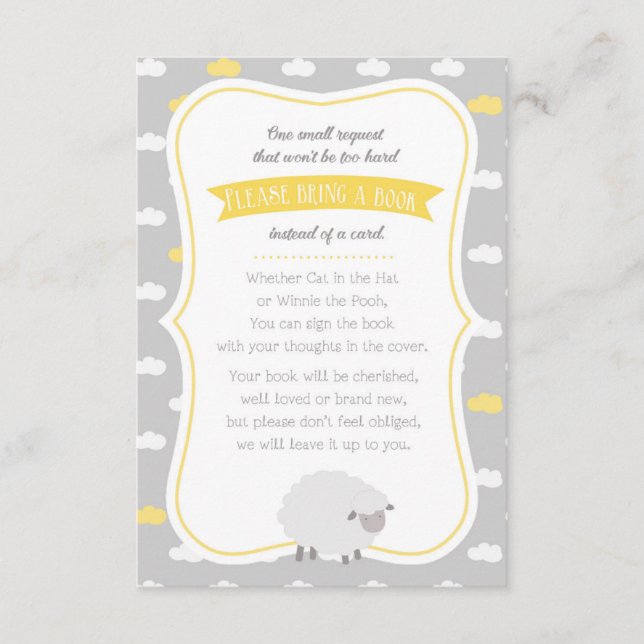 Sheep (Yellow & Grey) Book Request Enclosure Card (Front)