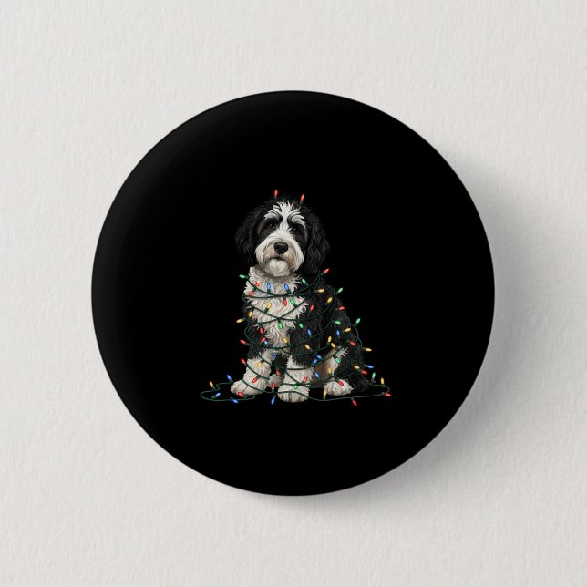 Sheepadoodle Christmas I'm Fine Everything Is Fine 6 Cm Round Badge (Front)