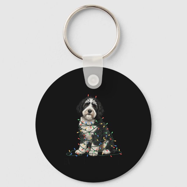 Sheepadoodle Christmas I'm Fine Everything Is Fine Key Ring (Front)