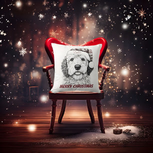 Sheepadoodle Christmas Throw Pillow