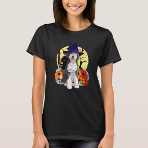 Sheepadoodle Cute Dog Halloween Witch Pumpkin T-Shirt