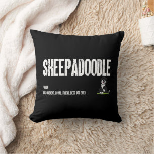 Sheepadoodle Dog Definition, Doodle Dog Noun Gifts Cushion