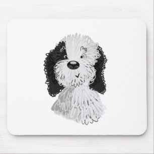 Sheepadoodle hand drawn illustration mouse mat
