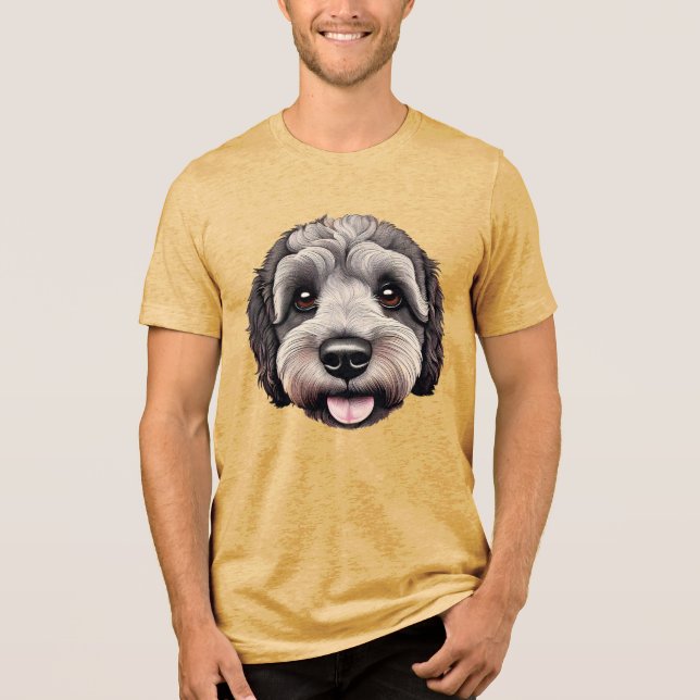 Sheepadoodle happy face BW-3 Tri-Blend Shirt (Front)