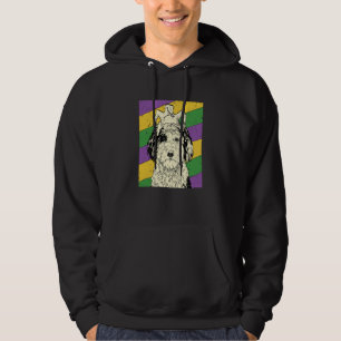 Sheepadoodle Jester Mardi Gras Doodle Dog Mom or D Hoodie
