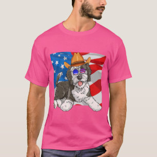 Sheepadoodle Patriotic 4th Of July American Dog T-Shirt