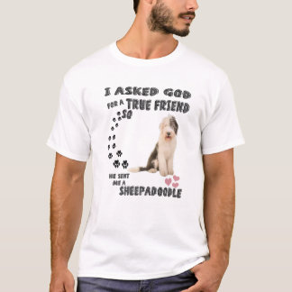 Sheepadoodle Quote Mom Sheepdogpoo Dad, Cute Sheep T-Shirt