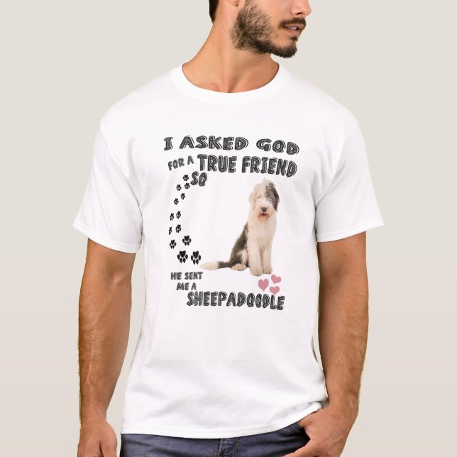 Sheepadoodle Quote Mom Sheepdogpoo Dad, Cute Sheep T-Shirt (Front)