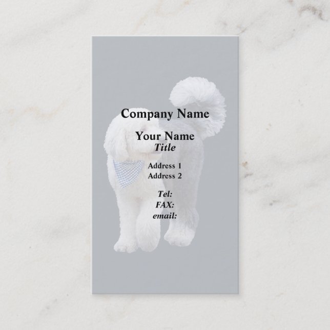 Sheepadoodle With Blue Chequered Scarf Business Card (Front)