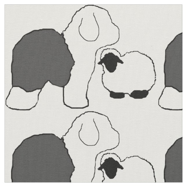 Sheepdog and sheepsheep fabric (Close Up)