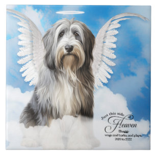 Sheepdog Angel Dog Personalised Pet Memorial Tile