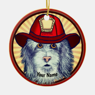 Sheepdog Firefighter ornament