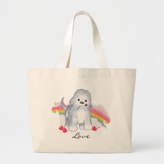 Sheepdog Love Large Tote Bag