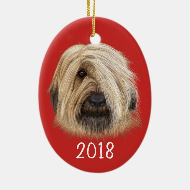 Sheepdog Portrait Keepsake Year Ceramic Tree Decoration (Back)