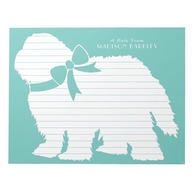 Sheepdog Puppy Old English Sheep Dog Notepad (Front)