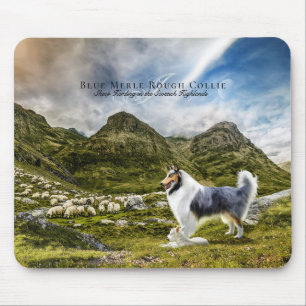 Sheepherding Blue Merle Rough Collie, Personalised Mouse Mat