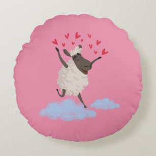 Sheepishly in Love Round Cushion