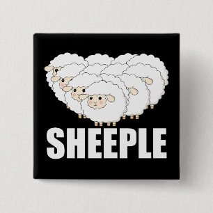 Sheeple Question Nothing Remain Terrified - Sheep 15 Cm Square Badge