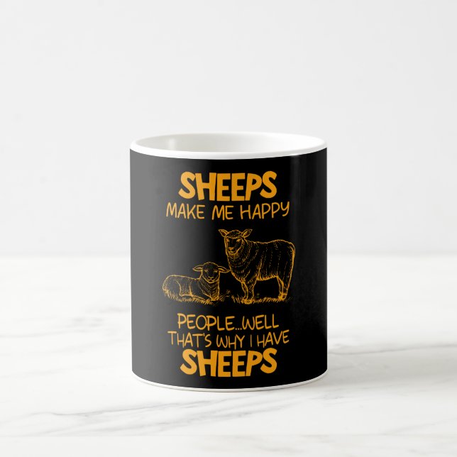 Sheeps Make Me Happy People Well Farm Farmer Gifts Coffee Mug (Center)