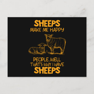 Sheeps Make Me Happy People Well Farm Farmer Gifts Postcard