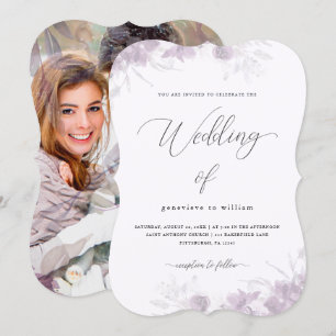 Sheer Botanical Floral Overlay Photo Wedding Invitation
