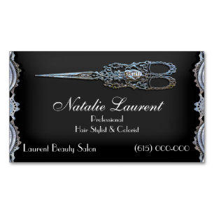 Sheer Chic Vintage Scissor Stylist  Magnetic Magnetic Business Card