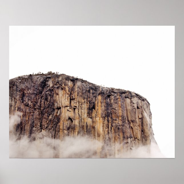 Sheer cliff rising above clouds poster (Front)