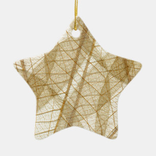Sheer Cream Beige Lace Leaves Ceramic Tree Decoration