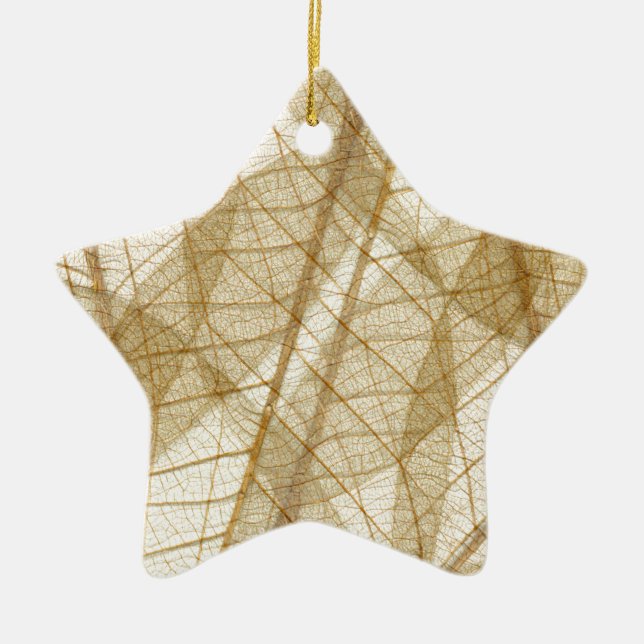 Sheer Cream Beige Lace Leaves Ceramic Tree Decoration (Front)