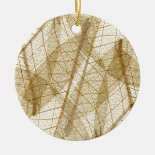 Sheer Cream Beige Lace Leaves Ceramic Tree Decoration