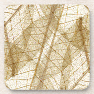 Sheer Cream Beige Lace Leaves Coaster