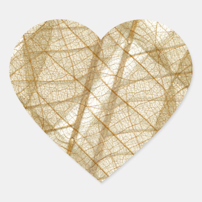 Sheer Cream Beige Lace Leaves Heart Sticker (Front)