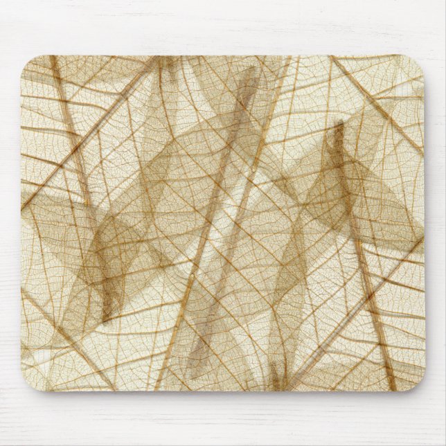 Sheer Cream Beige Lace Leaves Mouse Mat (Front)