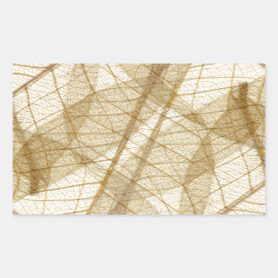 Sheer Cream Beige Lace Leaves Rectangular Sticker