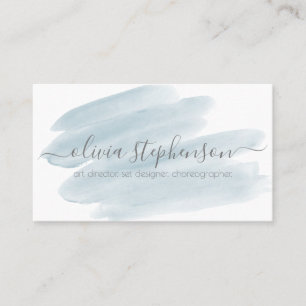 Sheer Dusty Blue Watercolor Swash Business Card