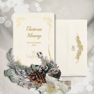 Sheer Floral Lace Ivory Holiday Card