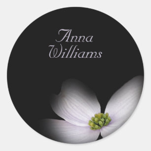 sheer flower with name classic round sticker