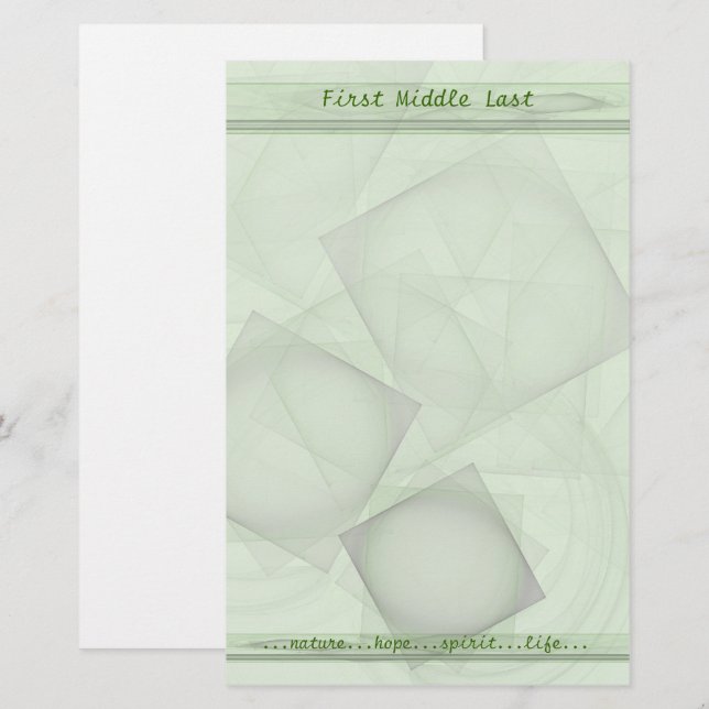 Sheer Green Geometric Tiles Personalised Stationery (Front/Back)