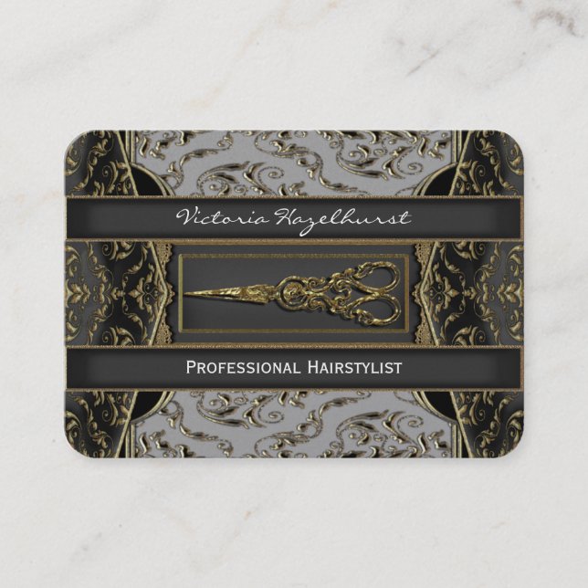 Sheer Hazlehurst Antiqued Scissors  Hair Stylist Business Card (Front)