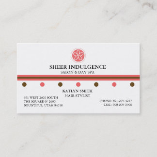 SHEER INDULGENCE SALON & DAY SPA BUSINESS CARD