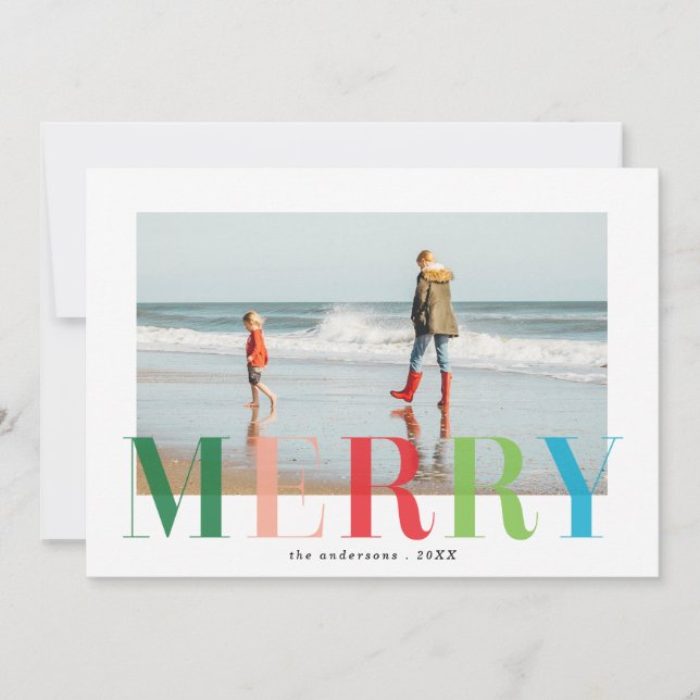 Sheer Merry Christmas Photo Flat card_Candy Holiday Card (Front)