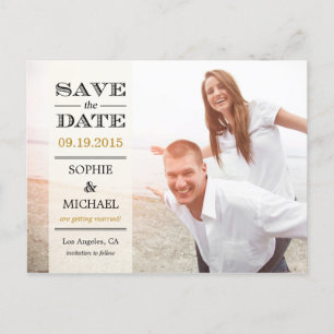 Sheer Overlay Save The Date Postcard - Cream